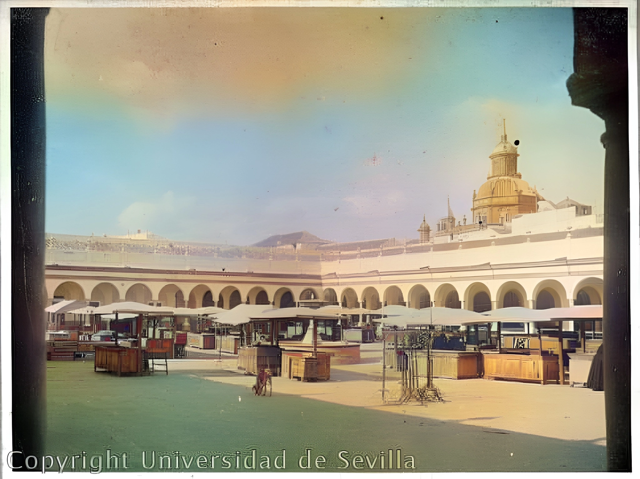 PLAZA DE abastos con antiguos tenderetes Mercado histórico en plaza sevillana